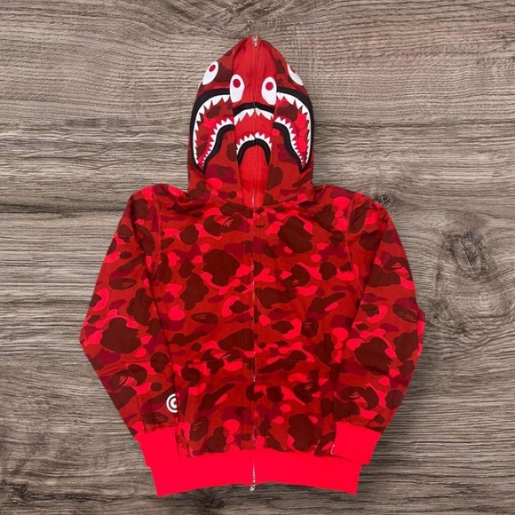 Bape Red Camo Zip Up Sweater